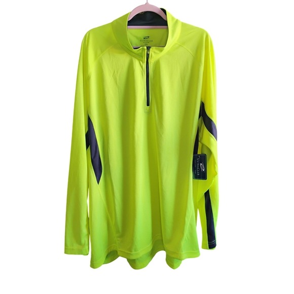 Ultraclub Cool & Dry Men's 3XL Neon Yellow 1/4 Zip Performance Pullover NWT - Picture 2 of 8